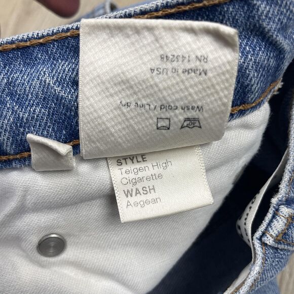 Reformation Jeans Womens 27 Teigen High Cigarette Raw Hem Distressed Denim Pants - Picture 9 of 16